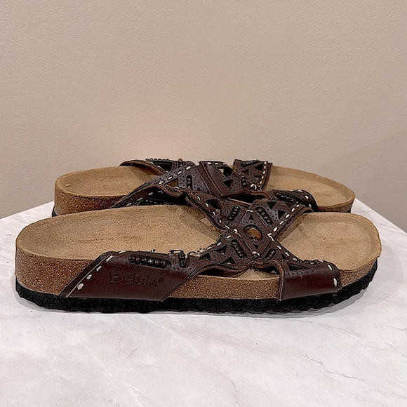 🔥Betula By Birkenstock Brown Leather Sandals with Cutout Design🔥 - Picture 2 of 5